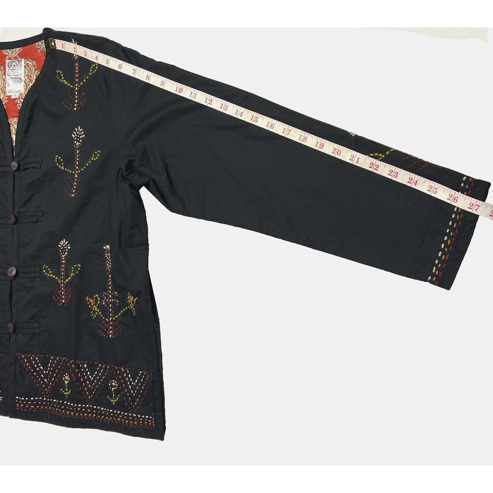 Market Place Cotton V-neck Embroidered Jacket Ethnic Boho Art to Wear Medium - Picture 16 of 16